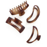 4PCS Matte Brown Frosted Shark Hair Clips Set
