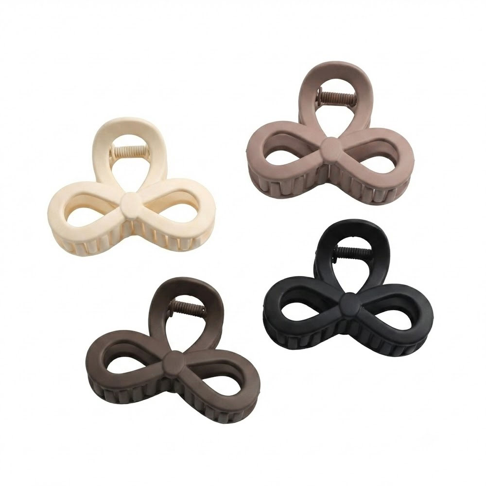 1 4PCS Bow Decor Thick Shark Hair Claw Clips - Image 1