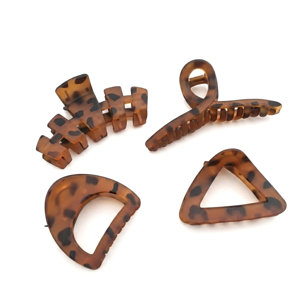 Minimalist retro leopard print hollow hair claw clips set