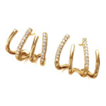 Gold Multi Hoop Crystal Wrap Stud Earrings