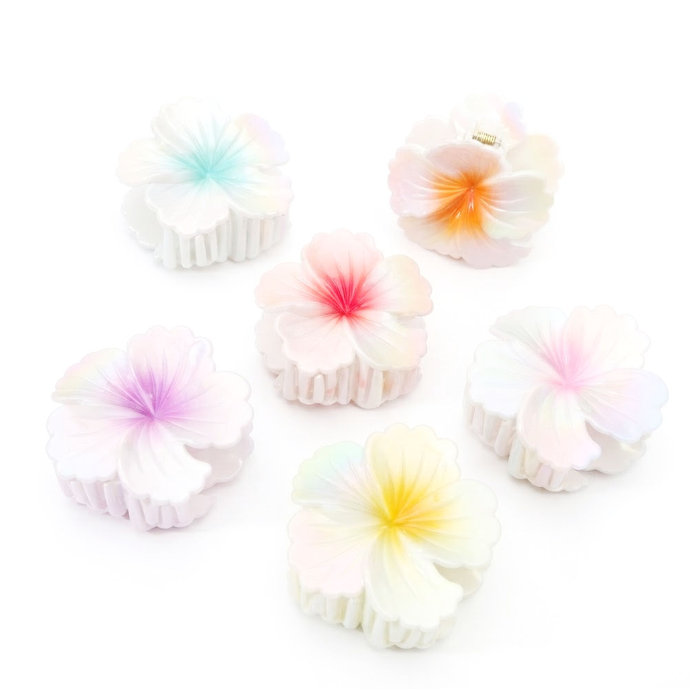 1 6Pcs Gradient Flower Shark Hair Clips - Image 1