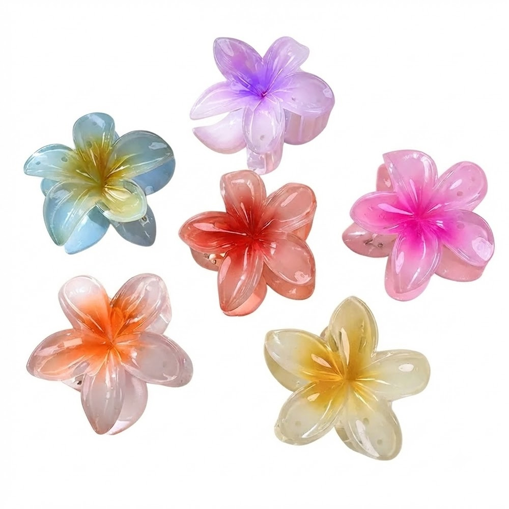 2 6PCS Gradient Floral Hair Clips for Women - Image 1