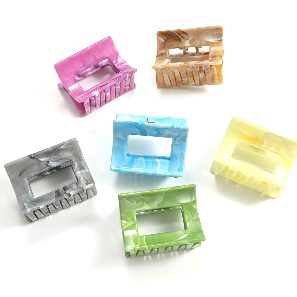 2 6PCS Marble Shark Hair Claw Clips - Image 1