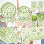 133PCS Martini-themed party supplies set - Cocktail summer party paper plates, cups, tableware, tablecloth, straws, complete set of decoration and setup items - Image 5