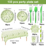 133PCS Martini-themed party supplies set - Cocktail summer party paper plates, cups, tableware, tablecloth, straws, complete set of decoration and setup items - Image 2
