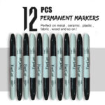 1PCS 12-Pack Black Permanent Markers - Quick-Drying Ink, Smudge-Proof, Plastic - Ideal for Office and School Supplies, Home Office Essentials, and Educational Use - Image 6