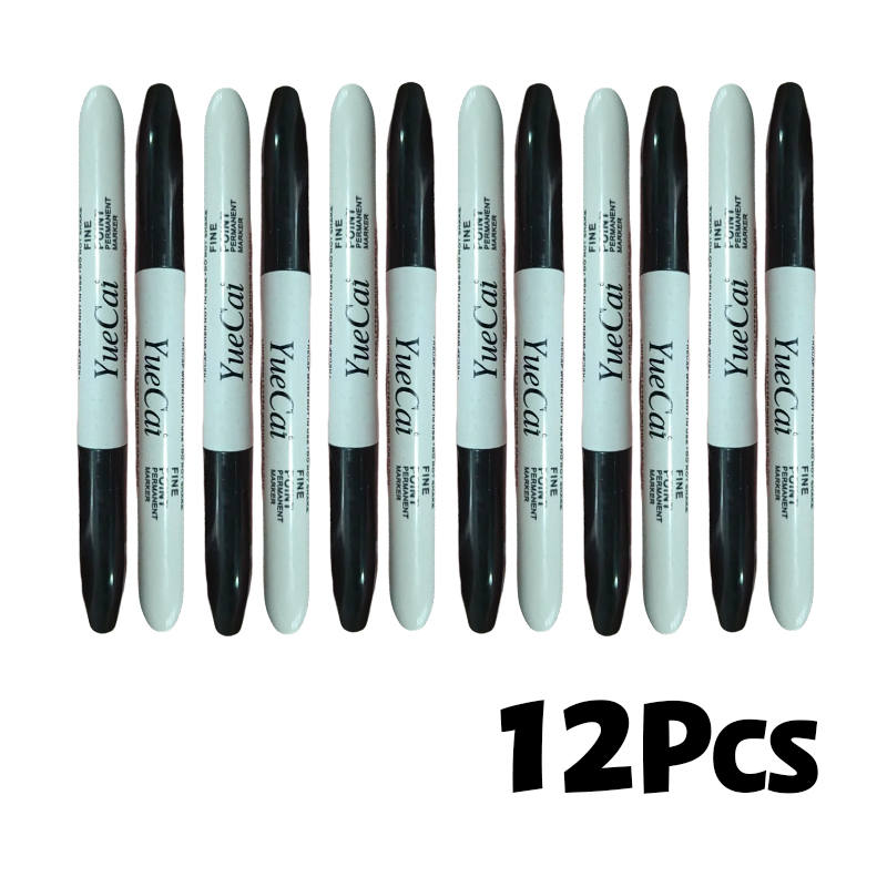 2025111401384287370 1PCS 12-Pack Black Permanent Markers - Quick-Drying Ink, Smudge-Proof, Plastic - Ideal for Office and School Supplies, Home Office Essentials, and Educational Use - Image 1