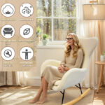 1PCS Long-sitting non-fatiguing Teddy plush rocking chair, comfortable cushioned leisure chair, home living room / balcony relaxation chair - Image 4