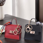 1PCS Mini bag key chain silk scarf strap metal buckle design niche advanced sense hanging accessories - Image 7