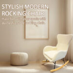 1PCS Long-sitting non-fatiguing Teddy plush rocking chair, comfortable cushioned leisure chair, home living room / balcony relaxation chair