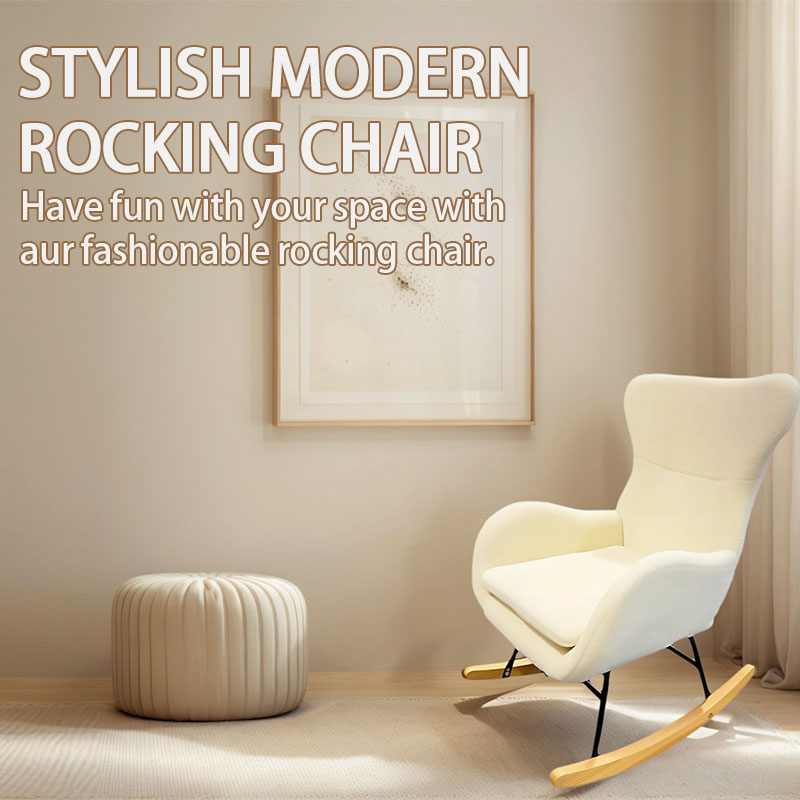 未标题-2 拷4 1PCS Long-sitting non-fatiguing Teddy plush rocking chair, comfortable cushioned leisure chair, home living room / balcony relaxation chair - Image 1