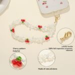 1PCS Cherry Macadam mobile phone chain for girls fresh niche design hanging ornaments all-match key accessories for wearing & digital devices