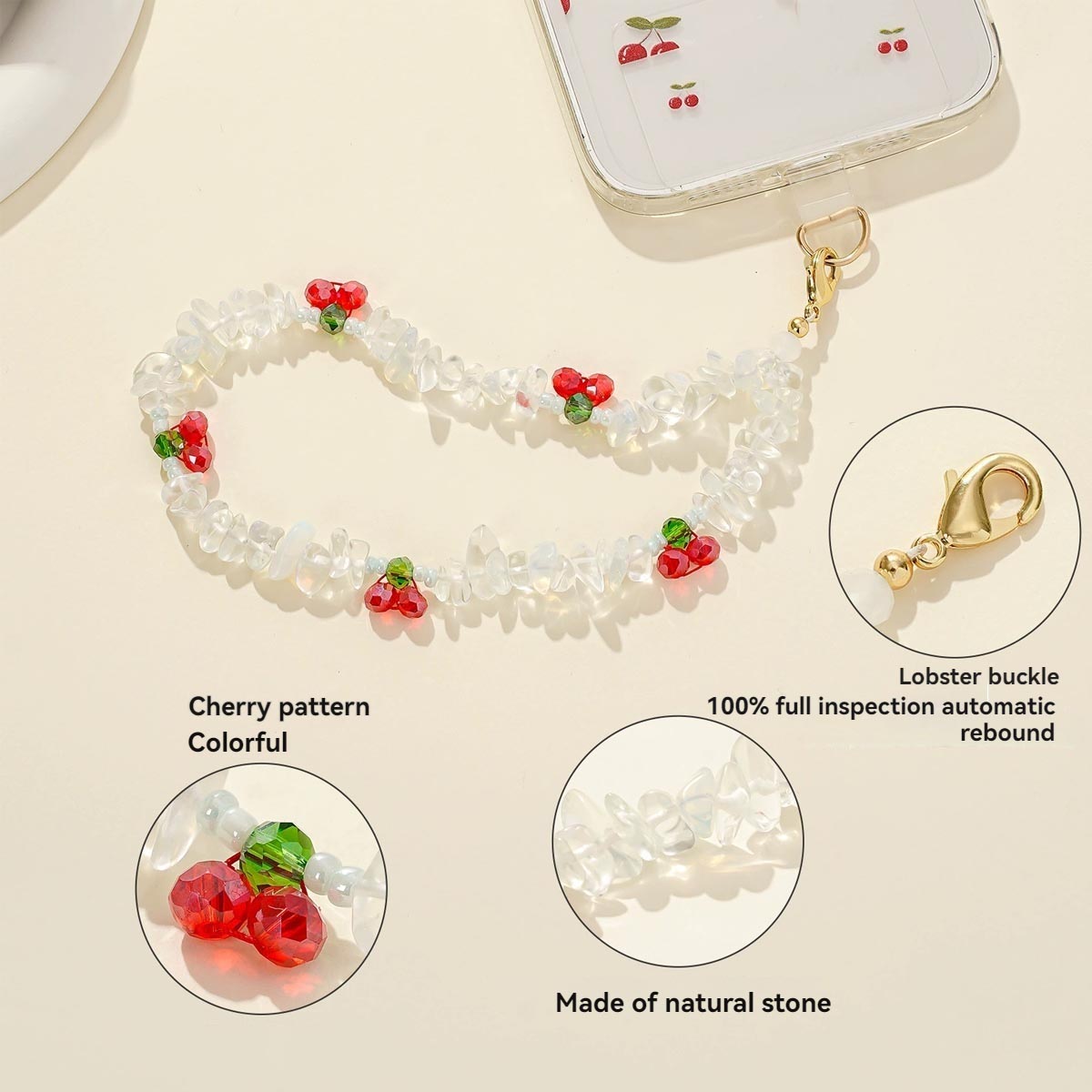 未标题-2 拷贝 (4)-恢复的-恢复的-恢复的-恢复的-恢复的 拷3 1PCS Cherry Macadam mobile phone chain for girls fresh niche design hanging ornaments all-match key accessories for wearing & digital devices - Image 1