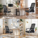 3PCS Mesh arch-shaped chair with breathable backrest, ideal for office, home, study, meeting rooms, and guest use - Image 4