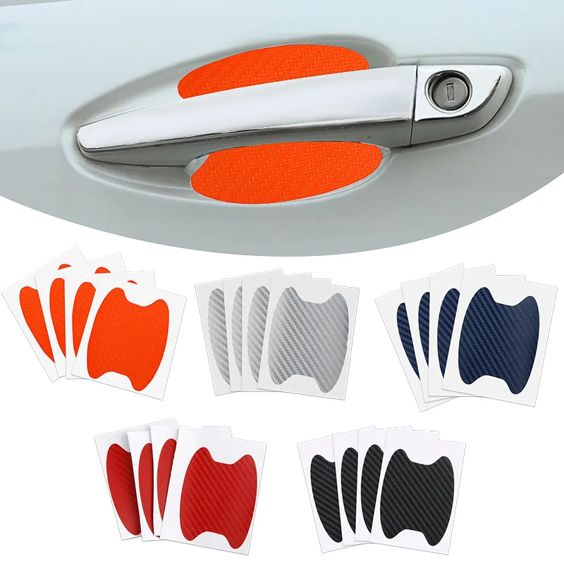 5 Sets Carbon Fiber Car Door Handle Anti-Scratch Protector Stickers Multi-color carbon fiber car door handle anti-scratch protective sticker set display