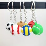 6 PCS/2 PCS Optional sports key chain set-football/basketball/volleyball/Rugby/tennis/racing pendant, suitable for bags and wallets, durable alloy accessories, suitable for fans (black/Silver) - Image 8