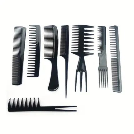 Multi-color 8-piece professional heat resistant hair comb set, for hair sectioning, dyeing, parting and styling for salon & home hairdressing