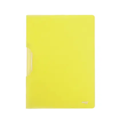 Bright yellow translucent plastic single pocket document folder for office paper storage
