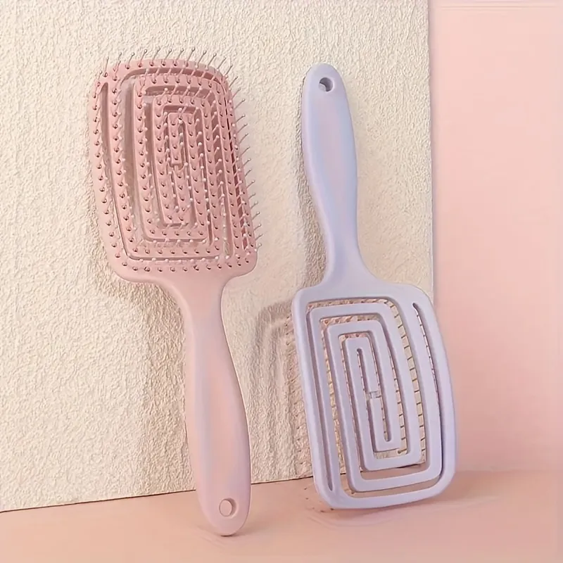 Pastel Hollow Grid Vent Paddle Hair Brush, Soft Massage Detangling Hair Comb for Daily Hair Styling