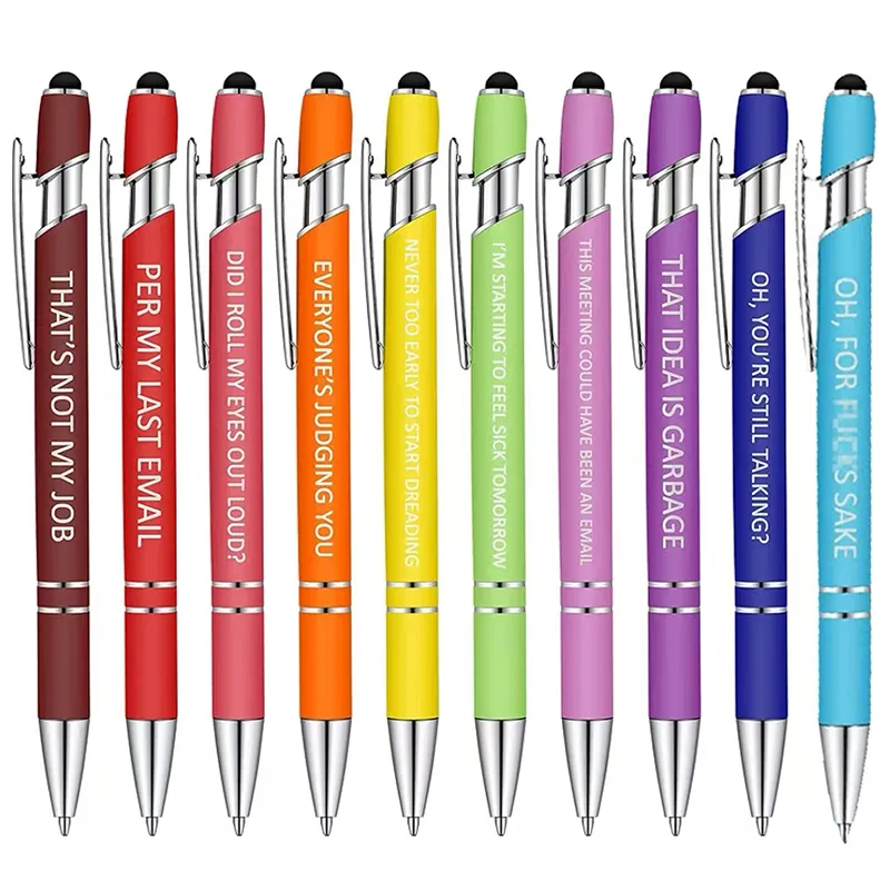 10Pcs Funny Sarcastic Quote Ballpoint Pens, Stress Relief Office Retractable Pens Set of 10 colorful retractable ballpoint pens printed with humorous workplace sarcastic quotes for office daily writing and gifting