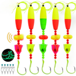 1PCS Luminous rotating fishing hook set: fluorescent design with ring beads, flexible adjustment of Hook spacing, strong penetration to lock the fish, fishing efficiency directly full!