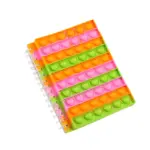 Rainbow Striped Pop It Fidget Spiral Notebook, Stress Relief Silicone Bubble Cover Journal for Kids Daily Notes