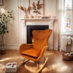 1PCS Comfortable cushion rocking chair, suitable for living room, balcony, terrace, etc. as outdoor leisure furniture, filled with comfortable, with modern style. - Image 5