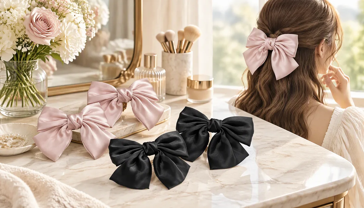 large satin bow hair clip